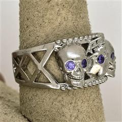 Amethyst Unisex Silver & Stone Ring 925 Silver 6.7g Size:6